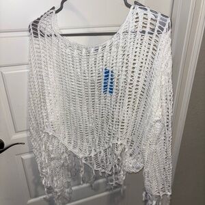 Cupshe White Open-Knit Sweater